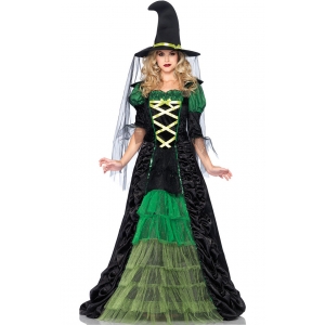 Costume sorciere robe longue avec chapeau