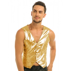Déguisement Gilet Homme Disco brillant doré M à XL