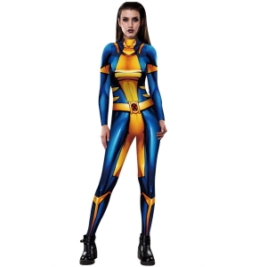Costume combinaison X-men bleue et jaune