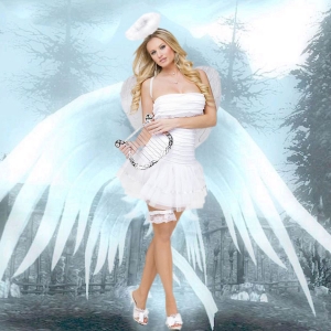 Deguisement ange avec ailes et halo