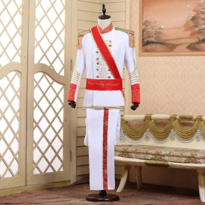 Déguisement ensemble blanc pantalon et veste de prince 