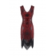 Costume charleston robe année 20 rouge et noire
