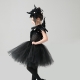 Costume Ange noir avec ailes en plumes pour fille