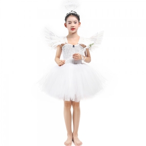 Costume Ange avec ailes en plumes pour fille