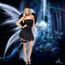 Deguisement ange noir avec ailes et halo