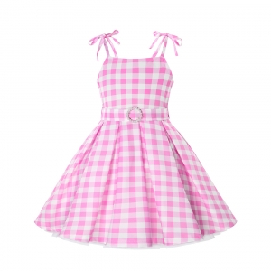 Costume barbie robe vichy rose pour fille