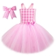 Costume barbie robe tutu vichy rose pour fille
