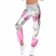Pantalon survêtement holographique gris et rose années 80