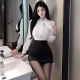 Costume secrétaire sexy avec paire de bas