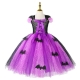 Costume Fille soicère violette tutu + balais + sac + gants