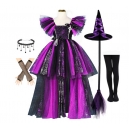 Costume Fille sorcière araignée violette tutu + collier +serre tête