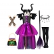Costume Fille Maléfique tutu violet avec cornes et balais
