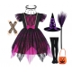 Costume Fille sorcière rose et accessoires