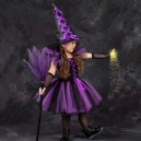 Costume Fille socricère tutu violet avec balais