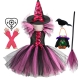 Costume Fille sorcière tutu rose et 6 accessoires