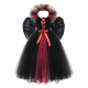 Costume Fille Maléfique tutu noir et rouge avec ailes plumes