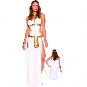 Déguisement fille Cléopâtre robe blanche or 4/6 ans