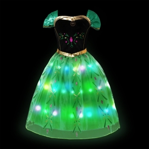 Costume Fille Anna Reine des neiges lumineuse LED 