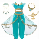 Costume pour fille Yasmine Aladdin avec la lampe et collier