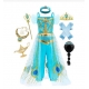 Costume pour fille jasmine Aladdin avec la lampe et perruque