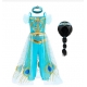 Costume pour fille Yasmine Aladdin avec la lampe et perruque